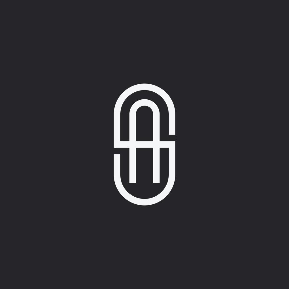 Letter AS, SA monogram logo design template. black background. vector