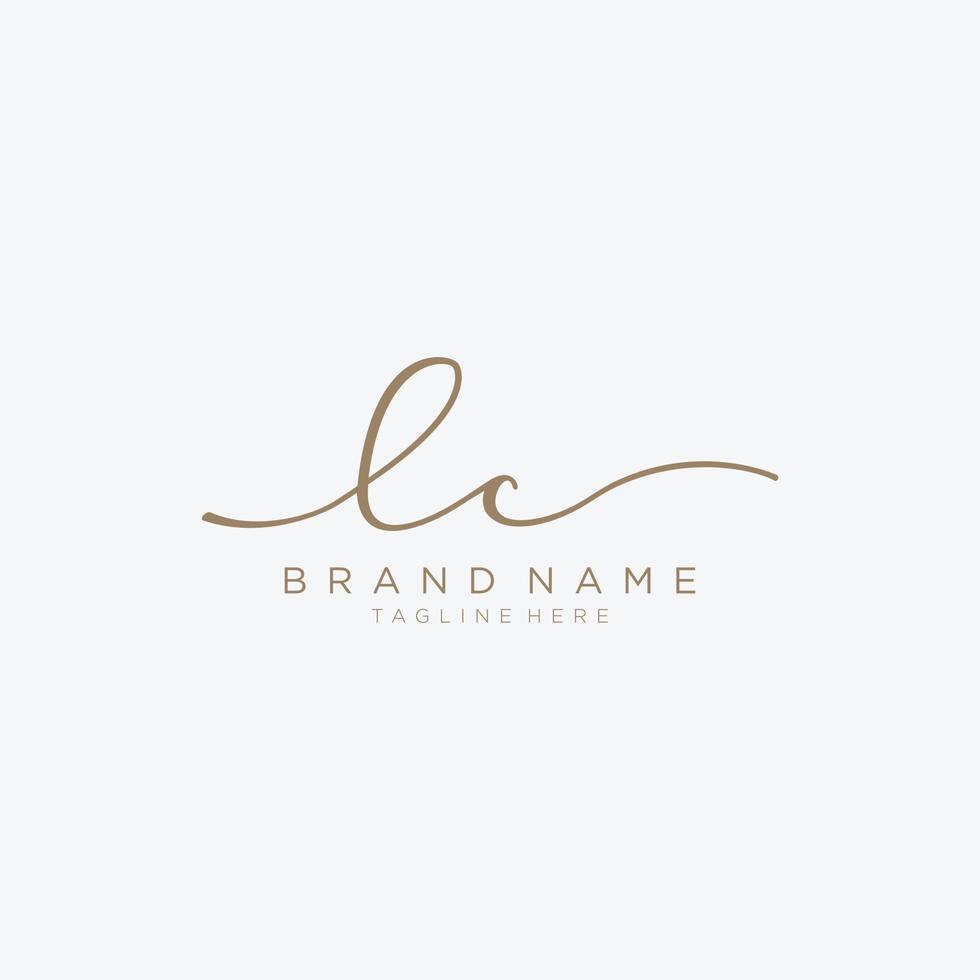 Letter LC gold Initial handwriting design logo template. vector