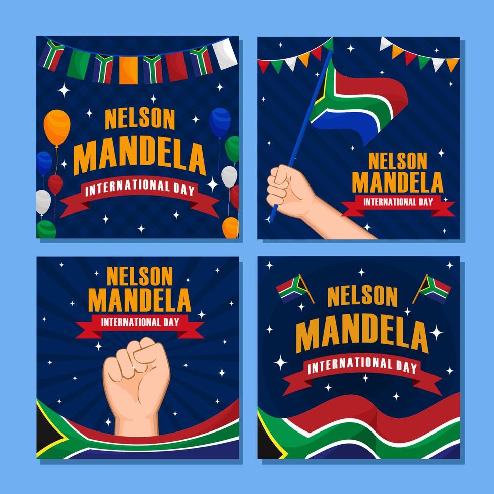 plantilla de redes sociales del día internacional de nelson mandela vector