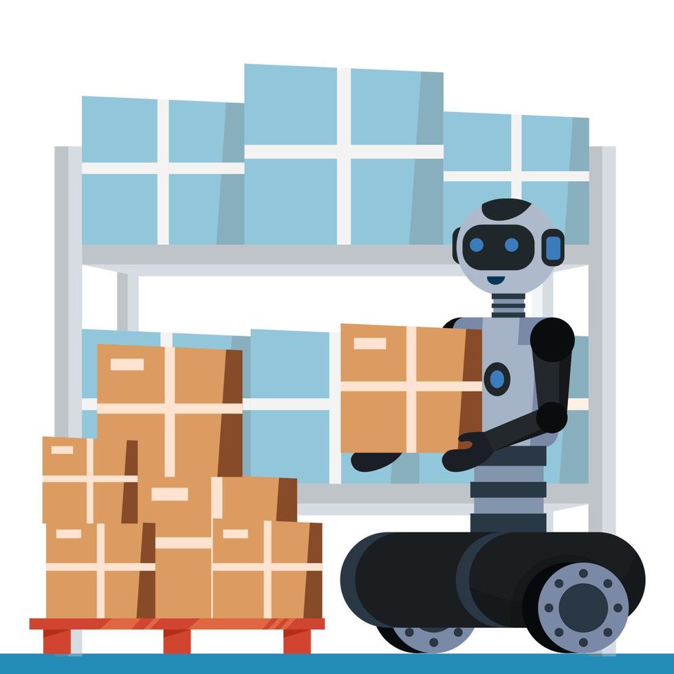 Robot for Warehouse Work Concept vector