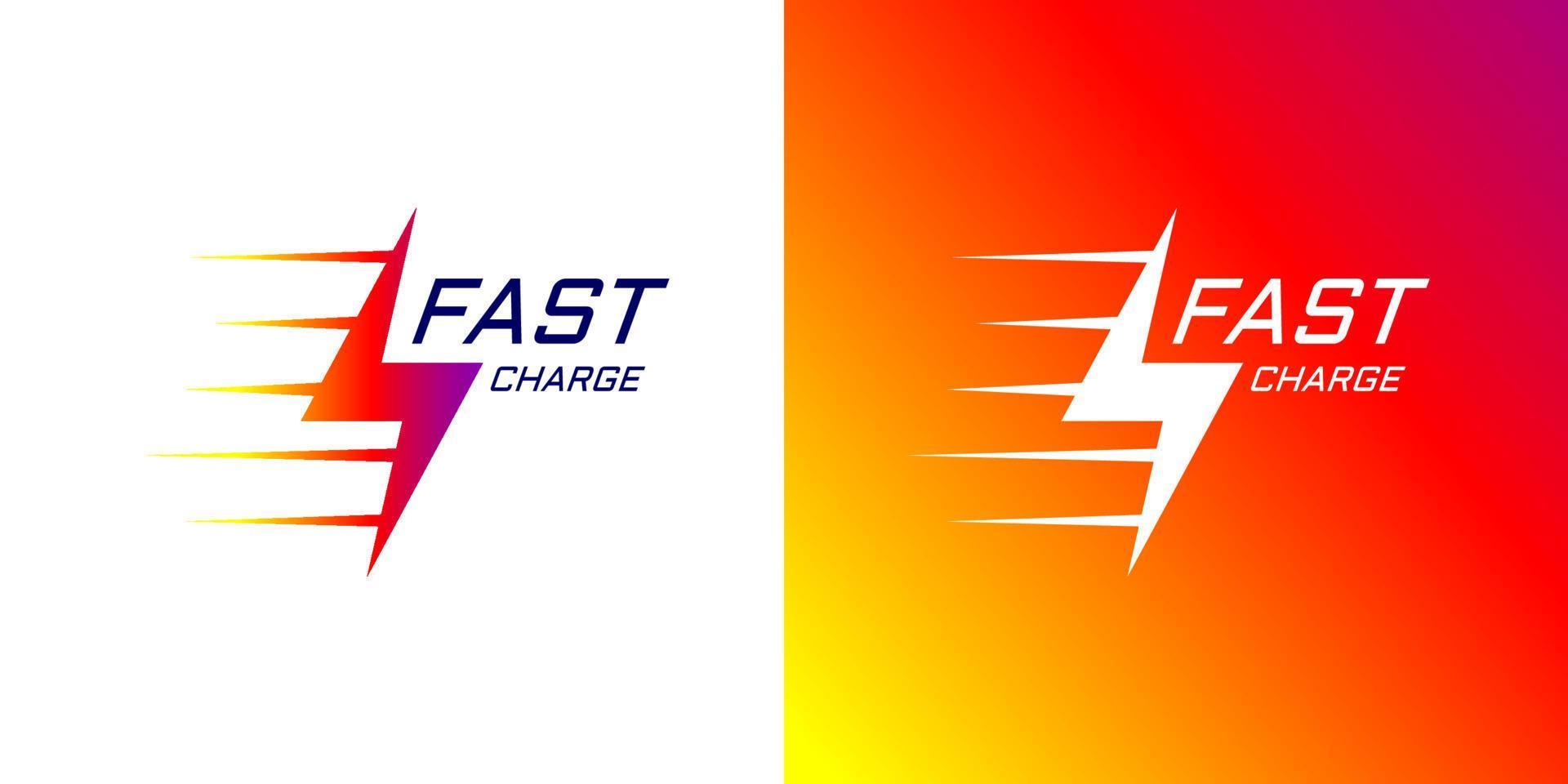 Fast electric charging lightning logo. Quick electrical power charger brand identity symbol. Speed electricity charge linear logotype. Express energy recharge company insignia. Vector advertising icon