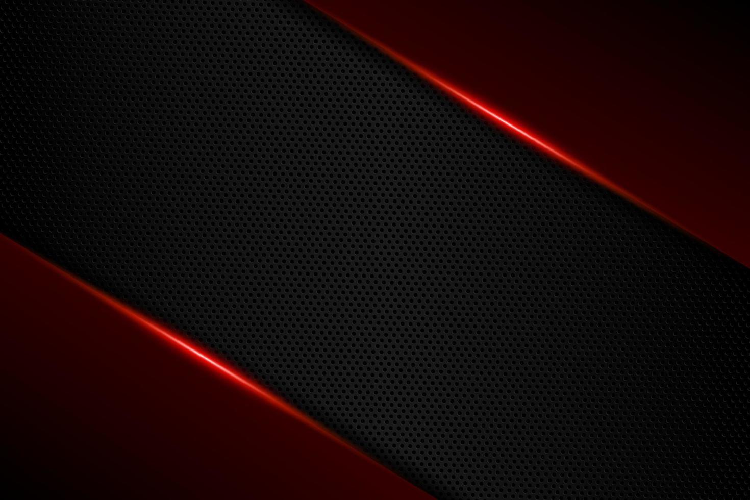 Abstract gamer background modern tech template design concept. Metallic red and black shiny color frame on carbon fiber material texture. Vector graphic game layout eps illustration