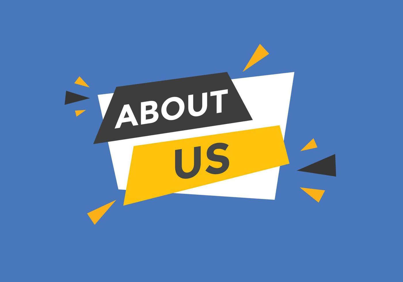 About us button. About us text template for website. About us icon flat style vector