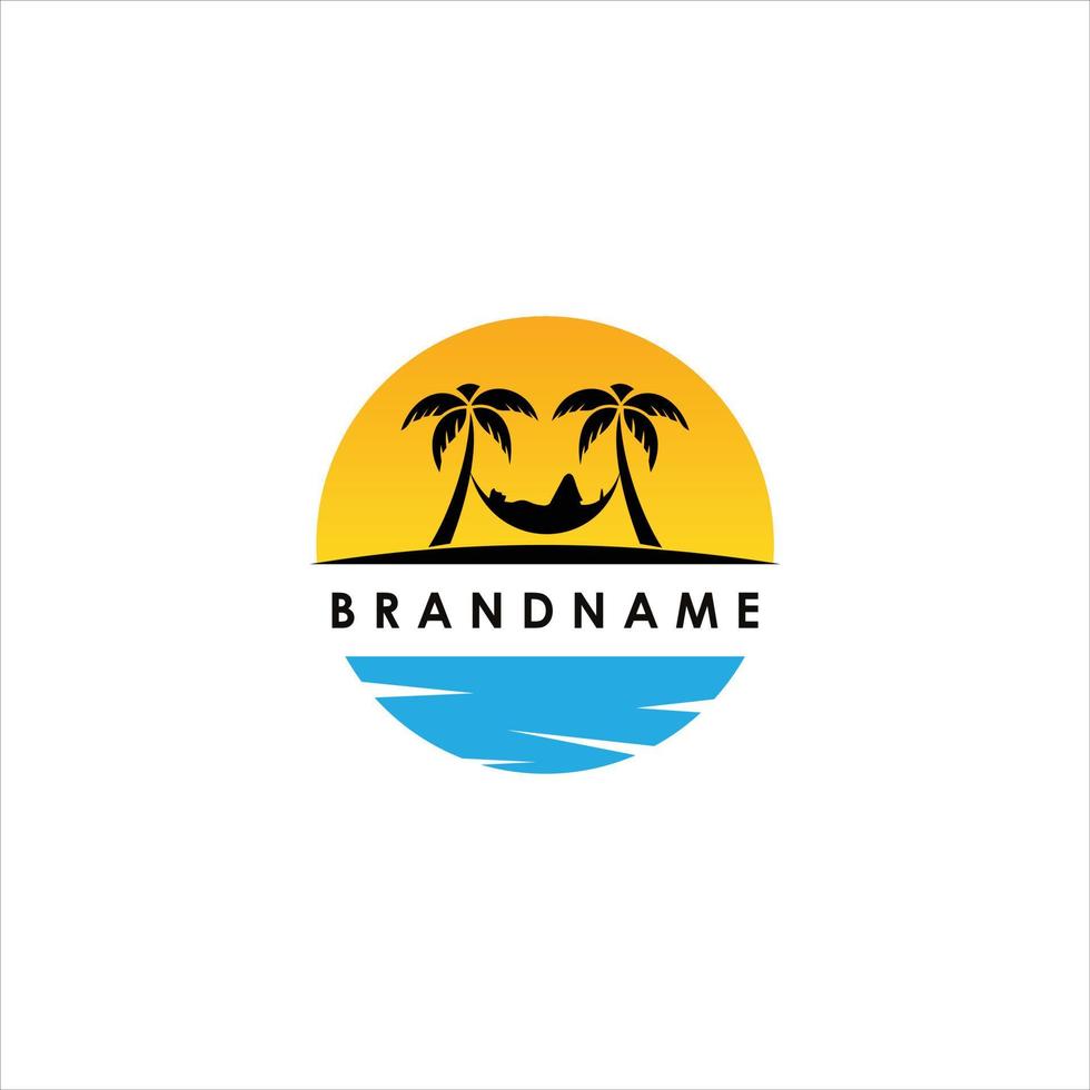 Beach scenery logo design vector. vector