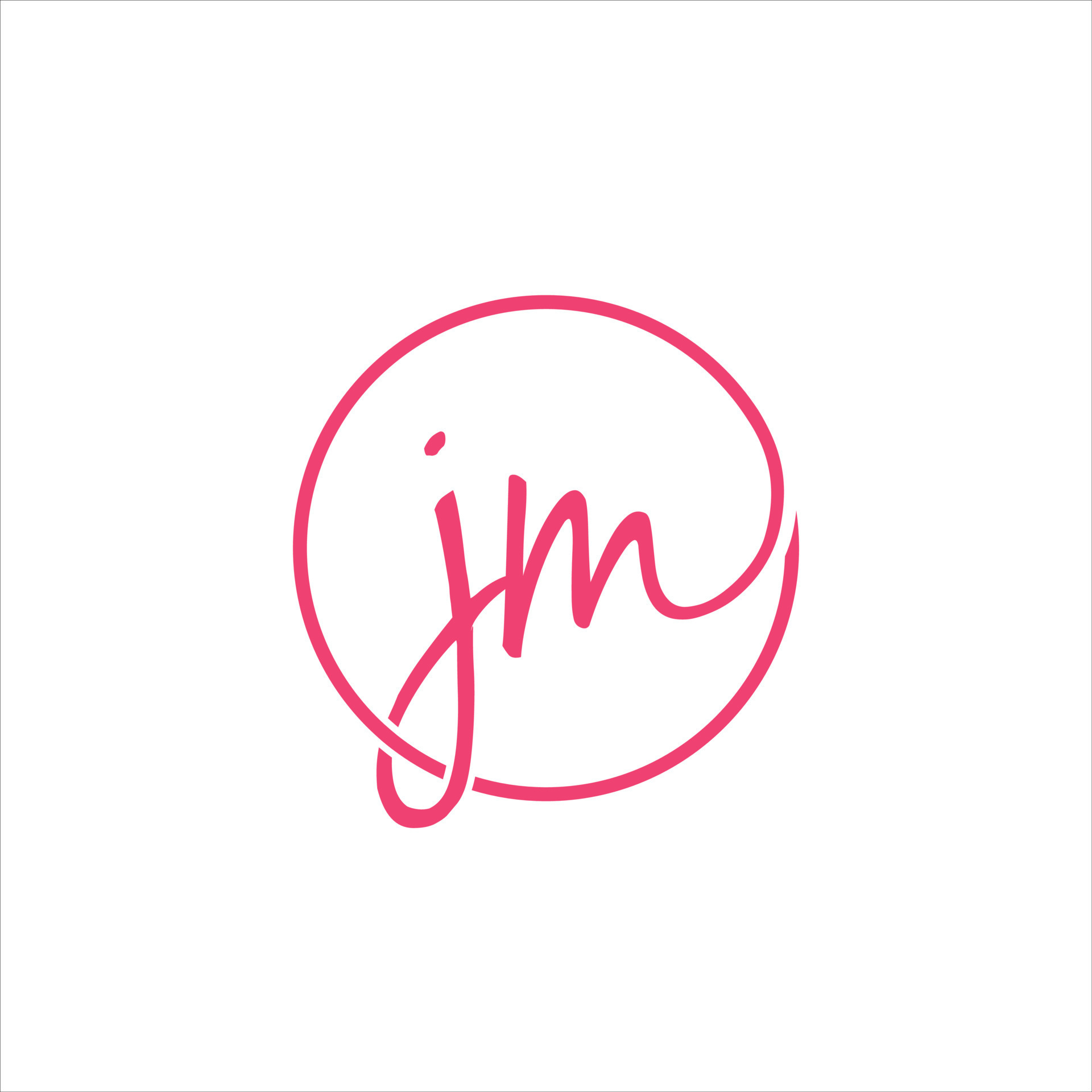 Letter JM Initial handwriting logo design with circle. Beautyful design