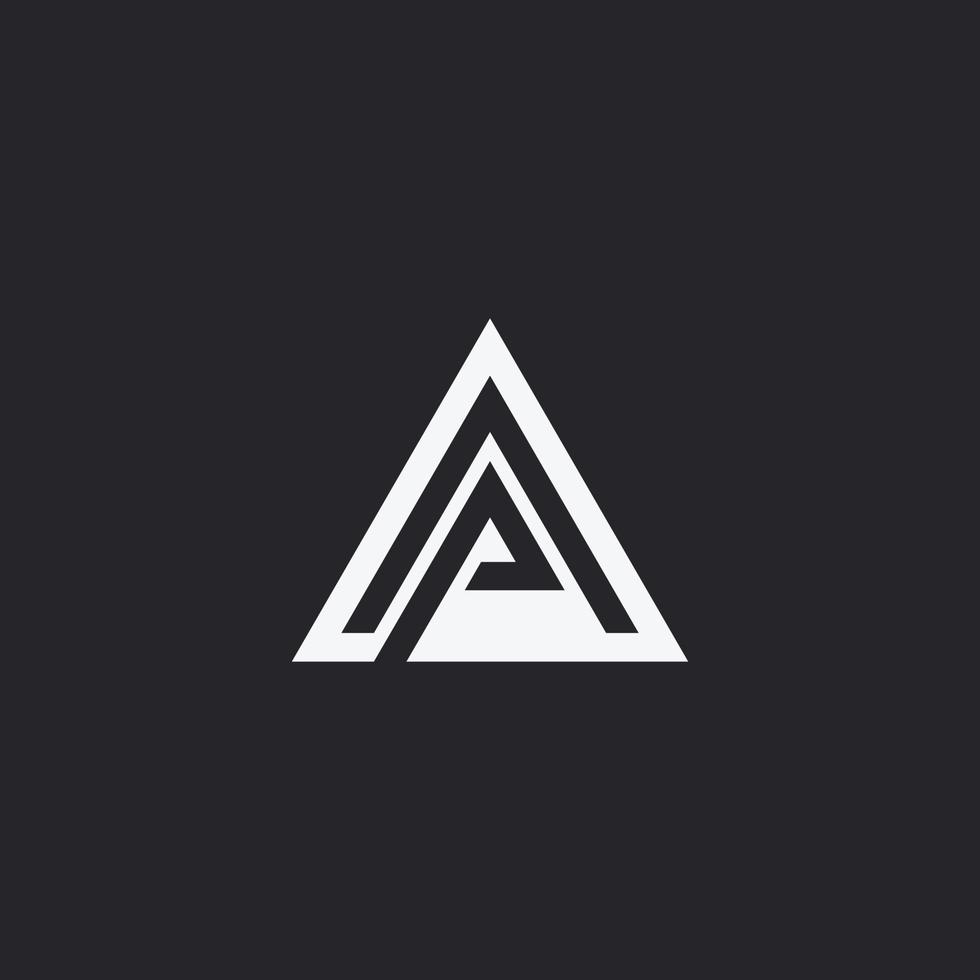 Letter AP triangle logo design template. Back ground black. vector