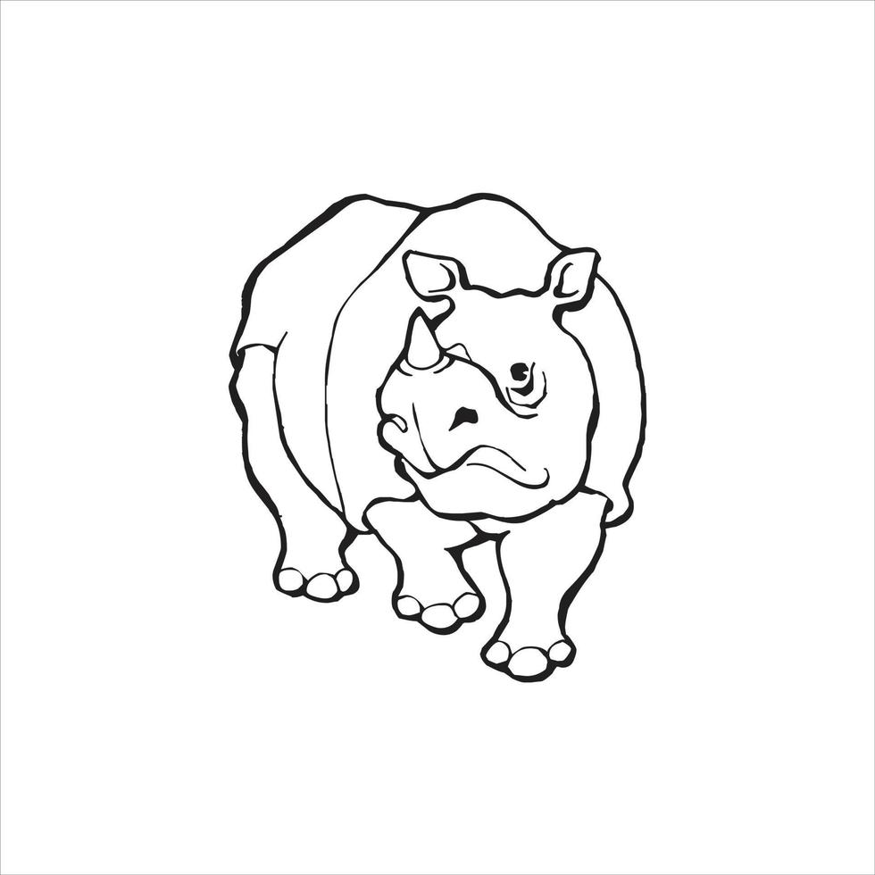 diseño de logotipo de rinoceronte sobre fondo blanco. vector