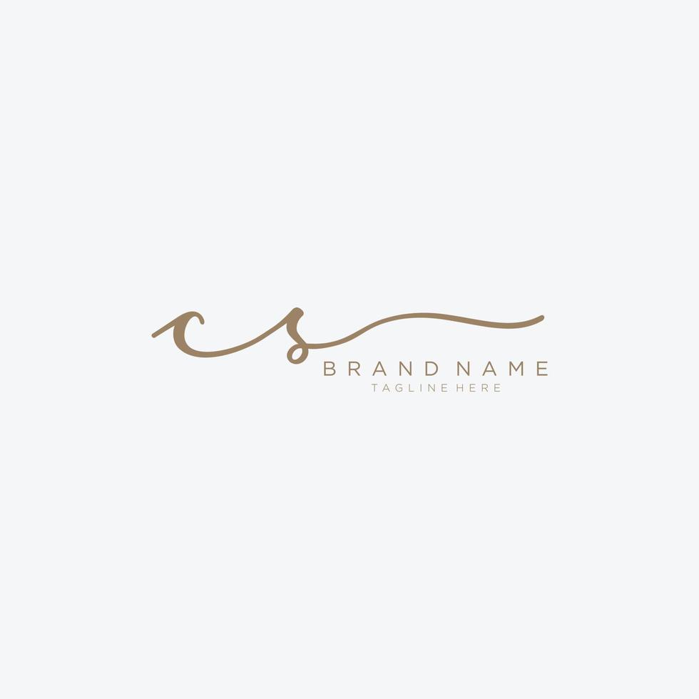 Letter CS gold Initial handwriting design logo template. vector