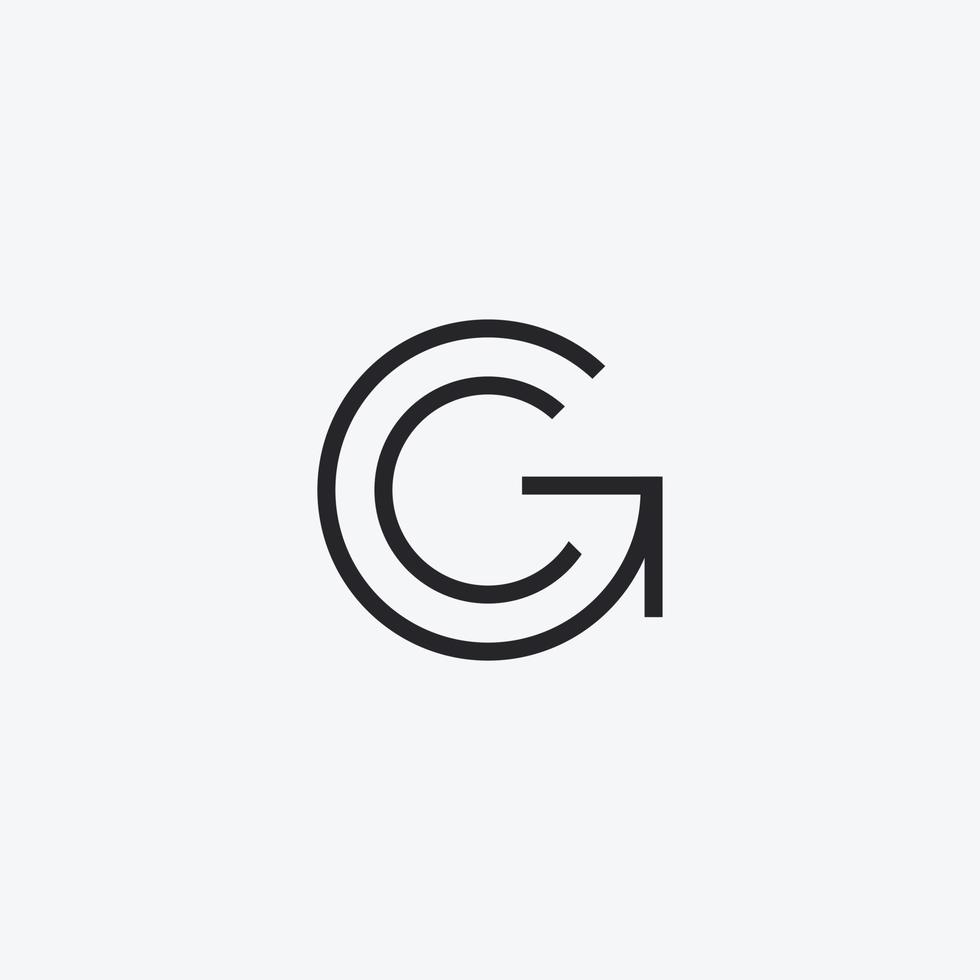Letter CG monoline logo design template. vector