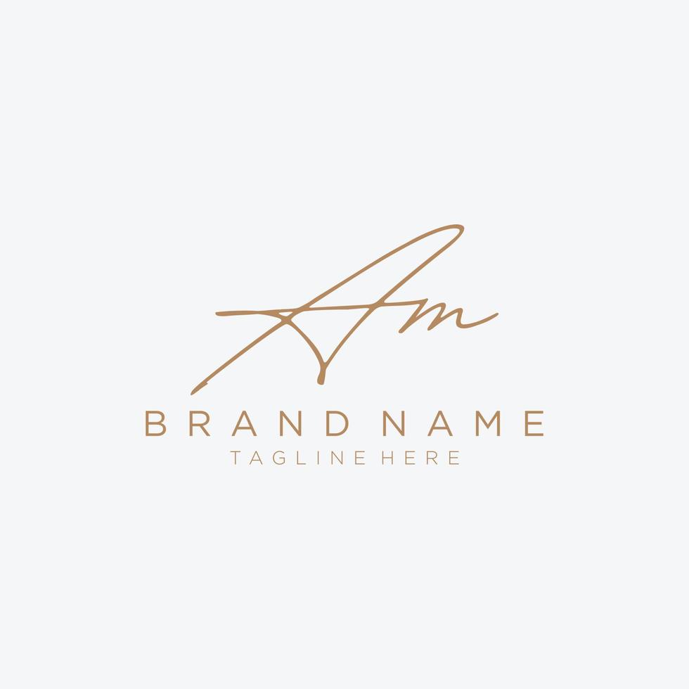 Beauty vector Initial letters AM. Signature, handwriting, fashion, boutique, wedding, jewelry, botanical , floral logo creative Vector logo Design template.