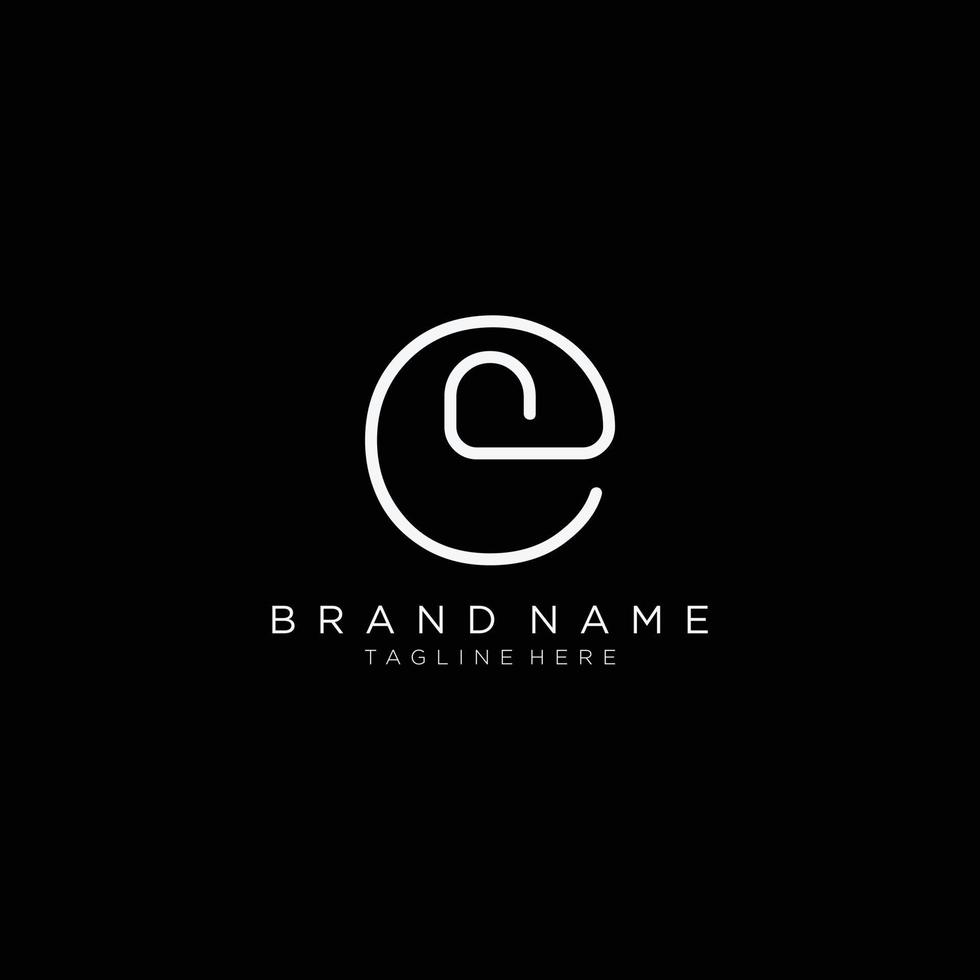 Initials letters E logo white on black background design modern line art template. vector