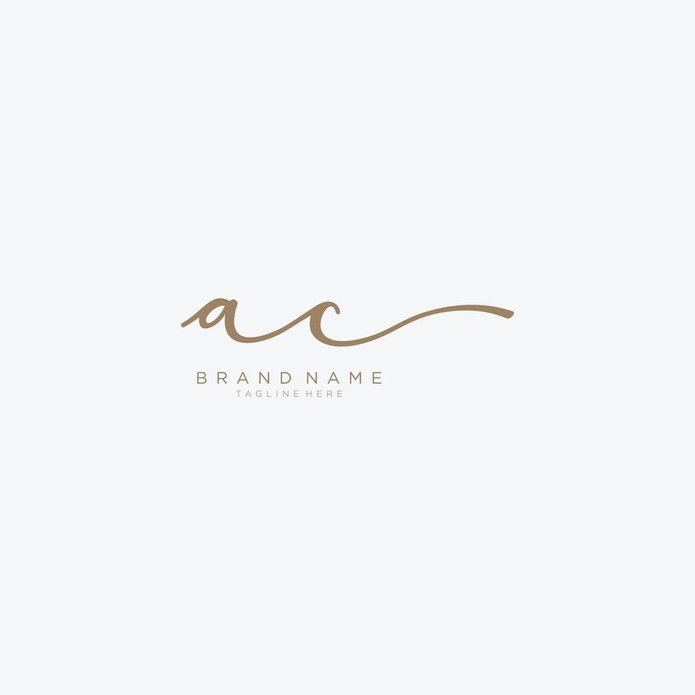 Letter AC gold Initial handwriting design logo template. vector