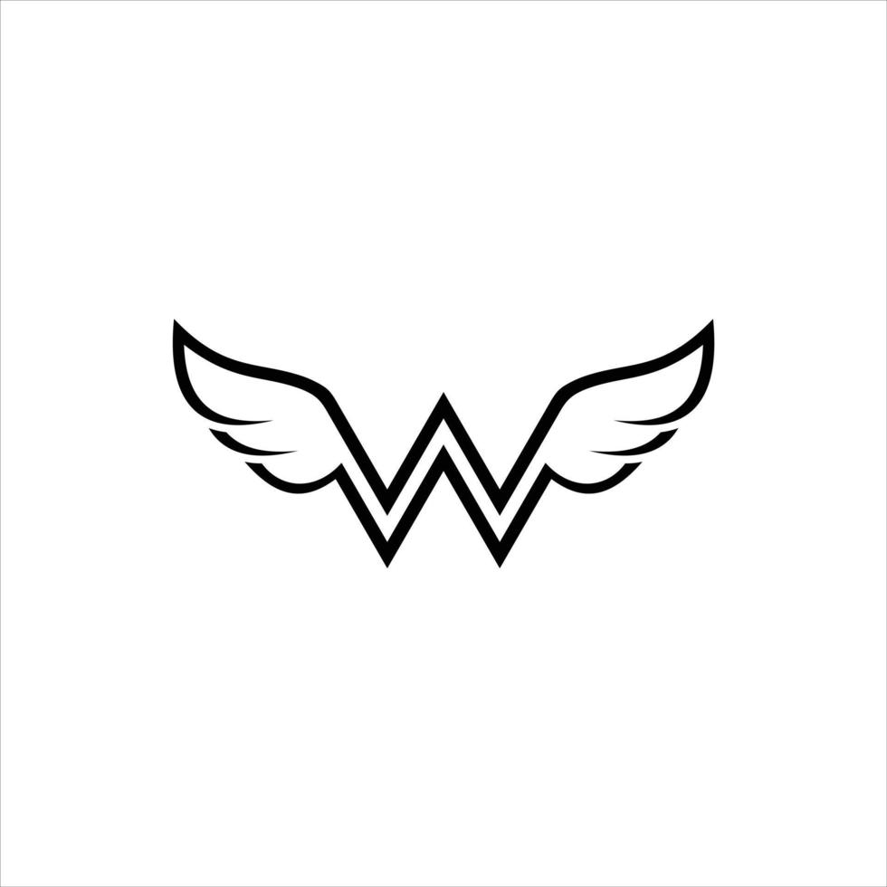 Letter W With Wings Logo design template. vector