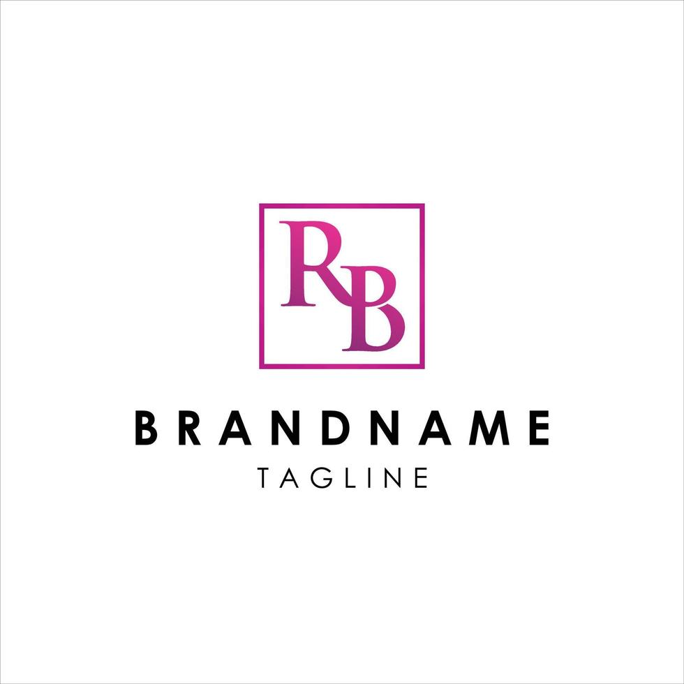 RB Logo letter design vector with box template.