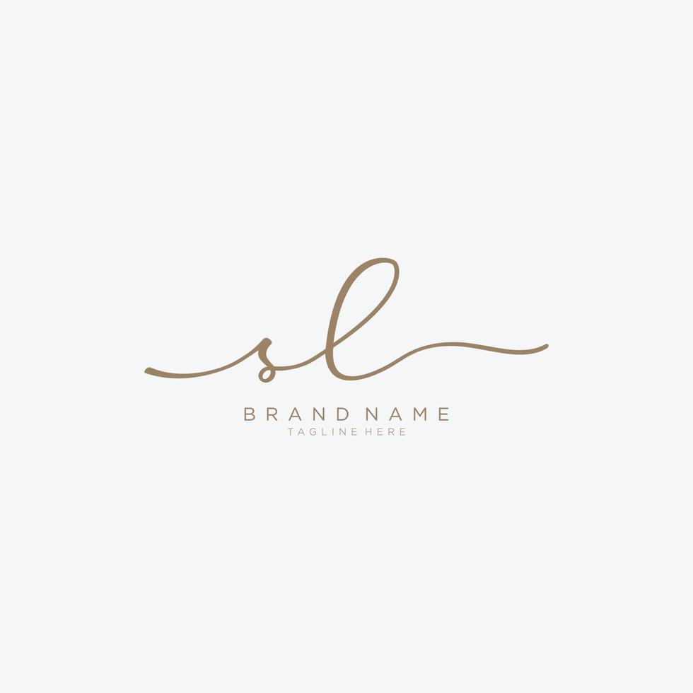 Letter SL gold Initial handwriting design logo template. vector