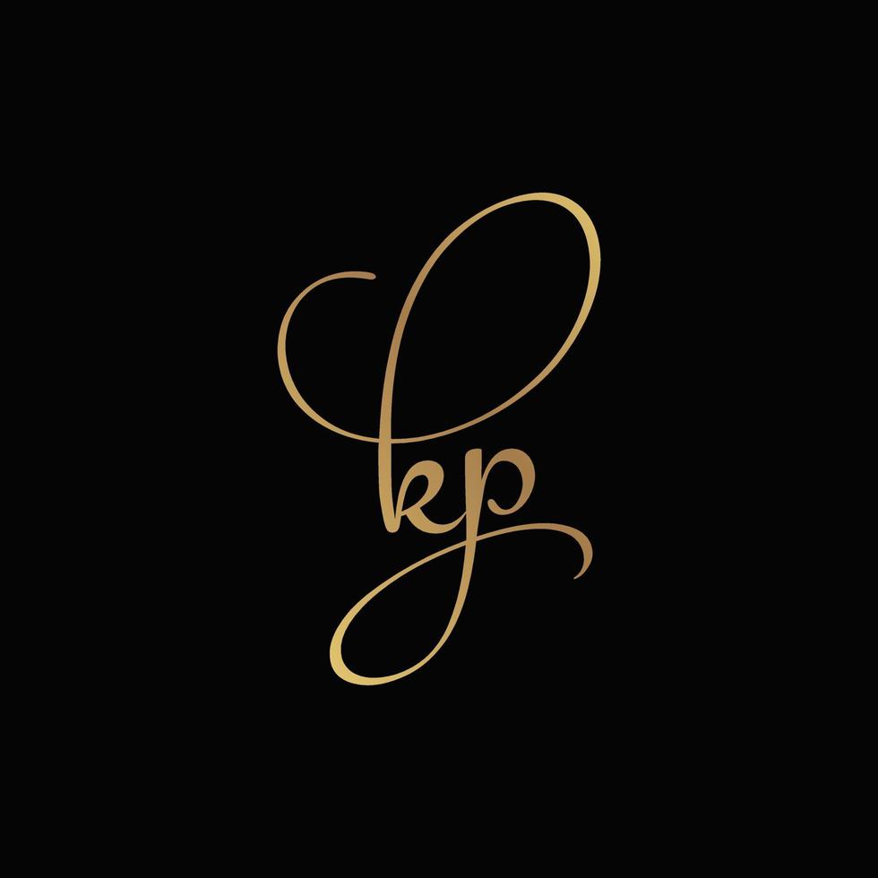 Letter KP gold logo design template. vector