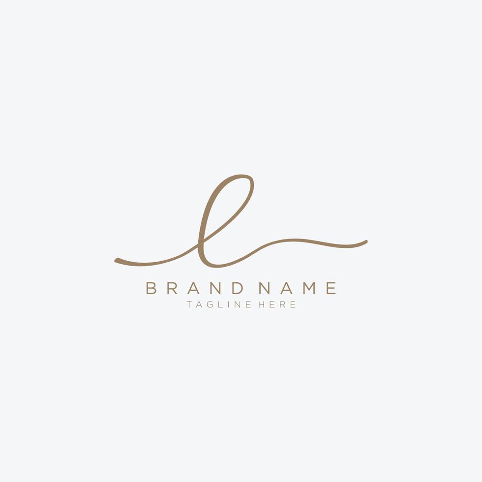 Letter L gold Initial handwriting design logo template. vector