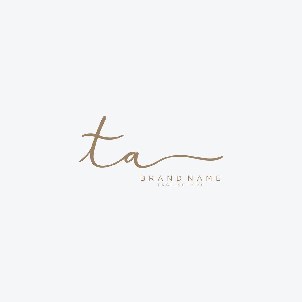 Letter TA gold Initial handwriting design logo template. vector