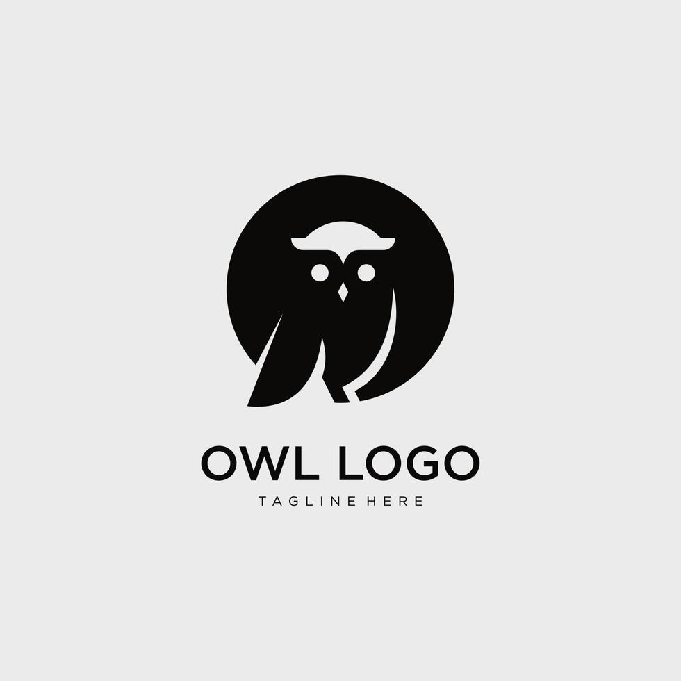 elegant wise owl bird perch logo, icon, symbol design template. vector