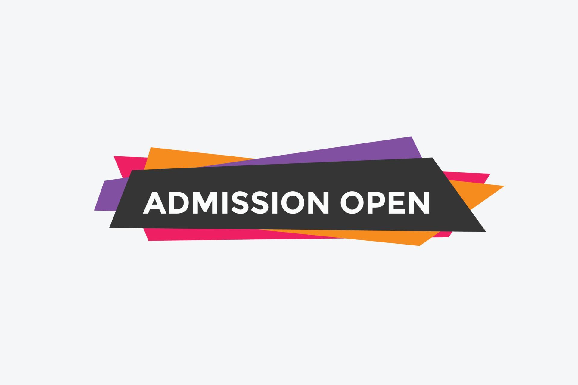 Admission open banner. Admission open banner text web button template