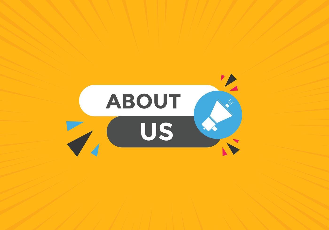 About us button. About us text template for website. About us icon flat style vector