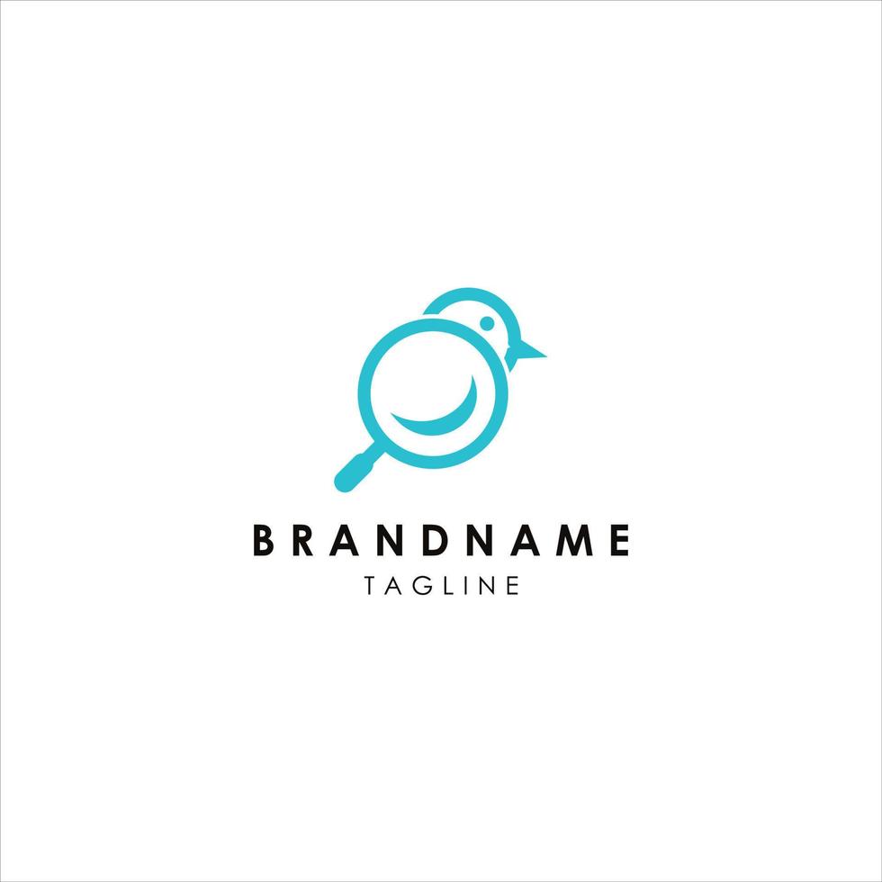 bird vector logo and magnifying glass. as a search mark.