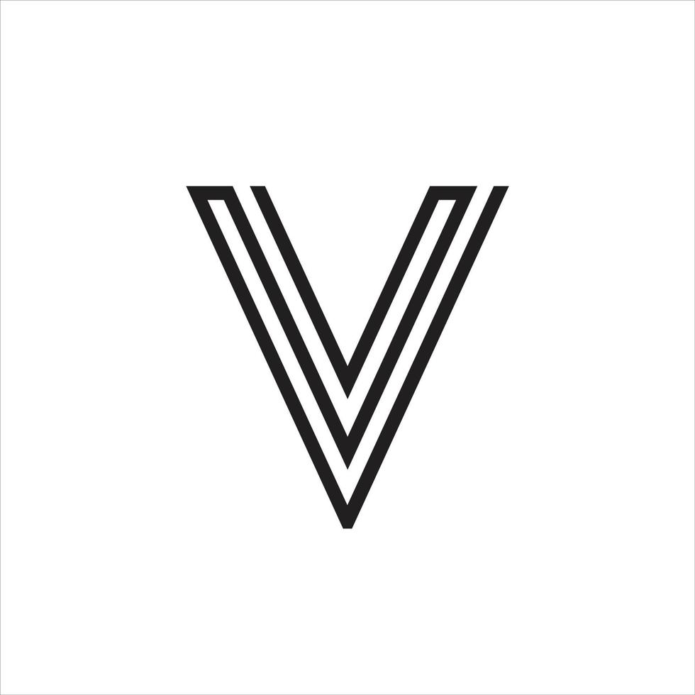 V letter monogram logo in line art style. vector