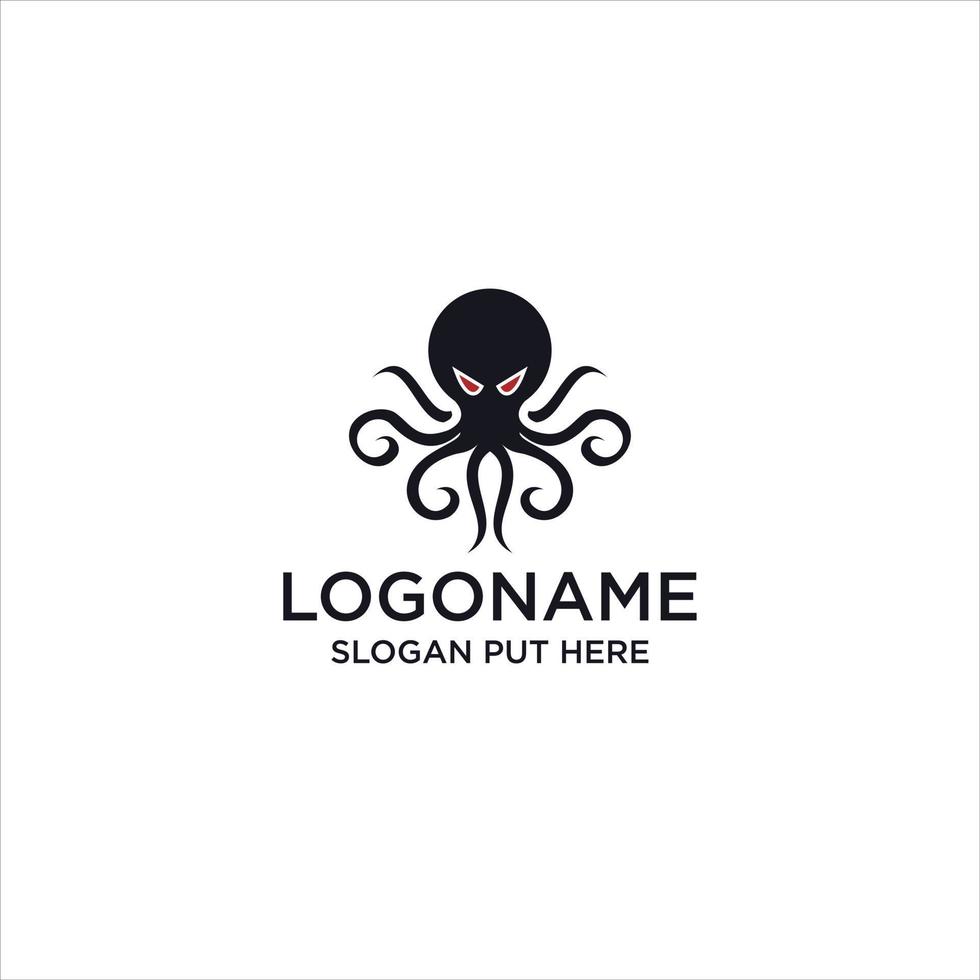 Template for label logo and octopus emblem. Vector illustration.