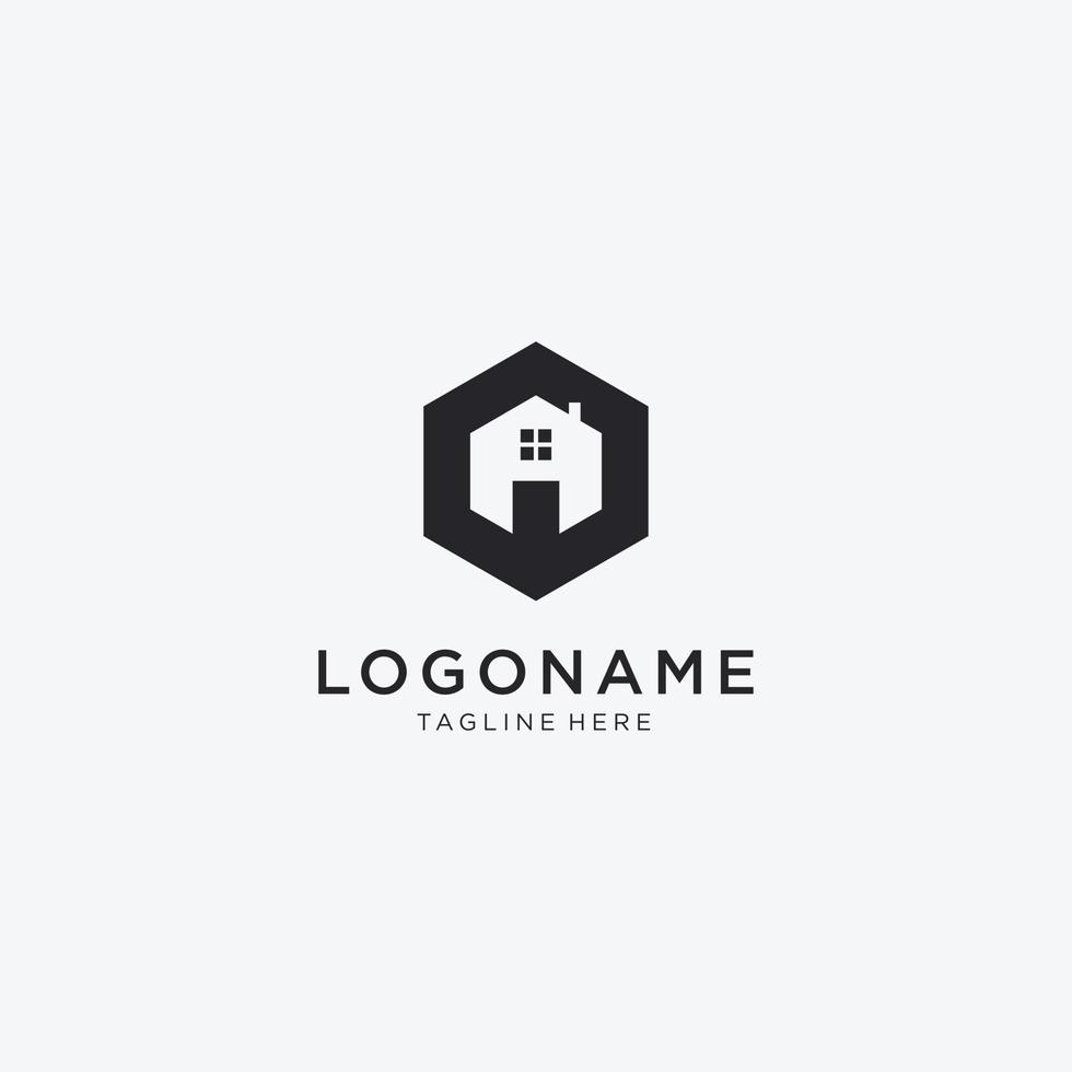 Letter A Home hexagon logo design template. vector