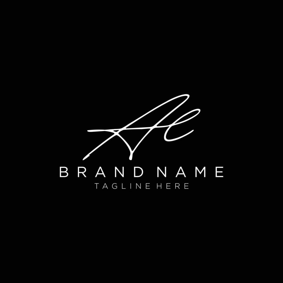 letras iniciales de belleza al logo blanco sobre fondo negro. escritura a mano, moda, boutique, boda, botánica, plantilla de diseño de logotipo vectorial creativo. vector