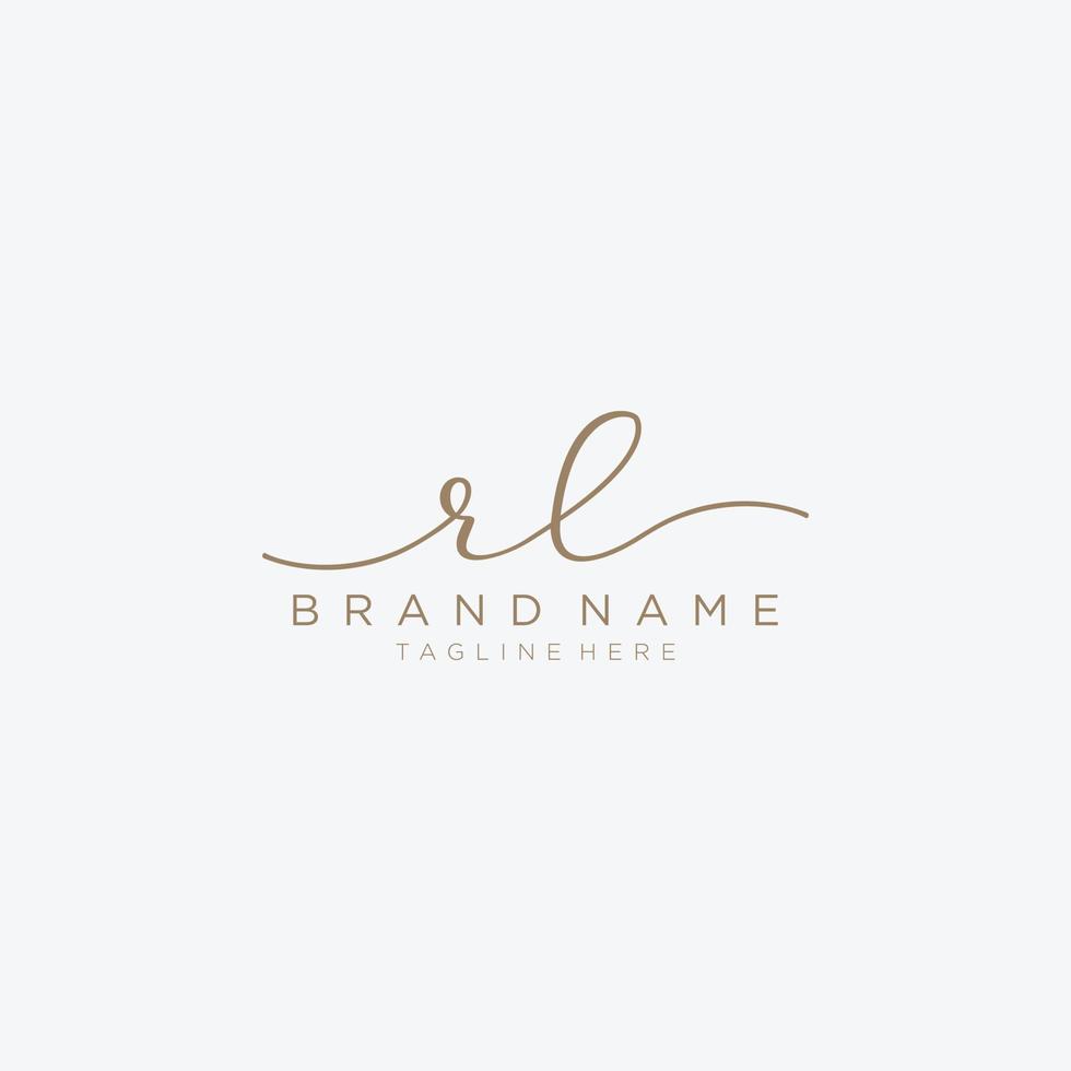 Letter RL gold Initial handwriting design logo template. vector