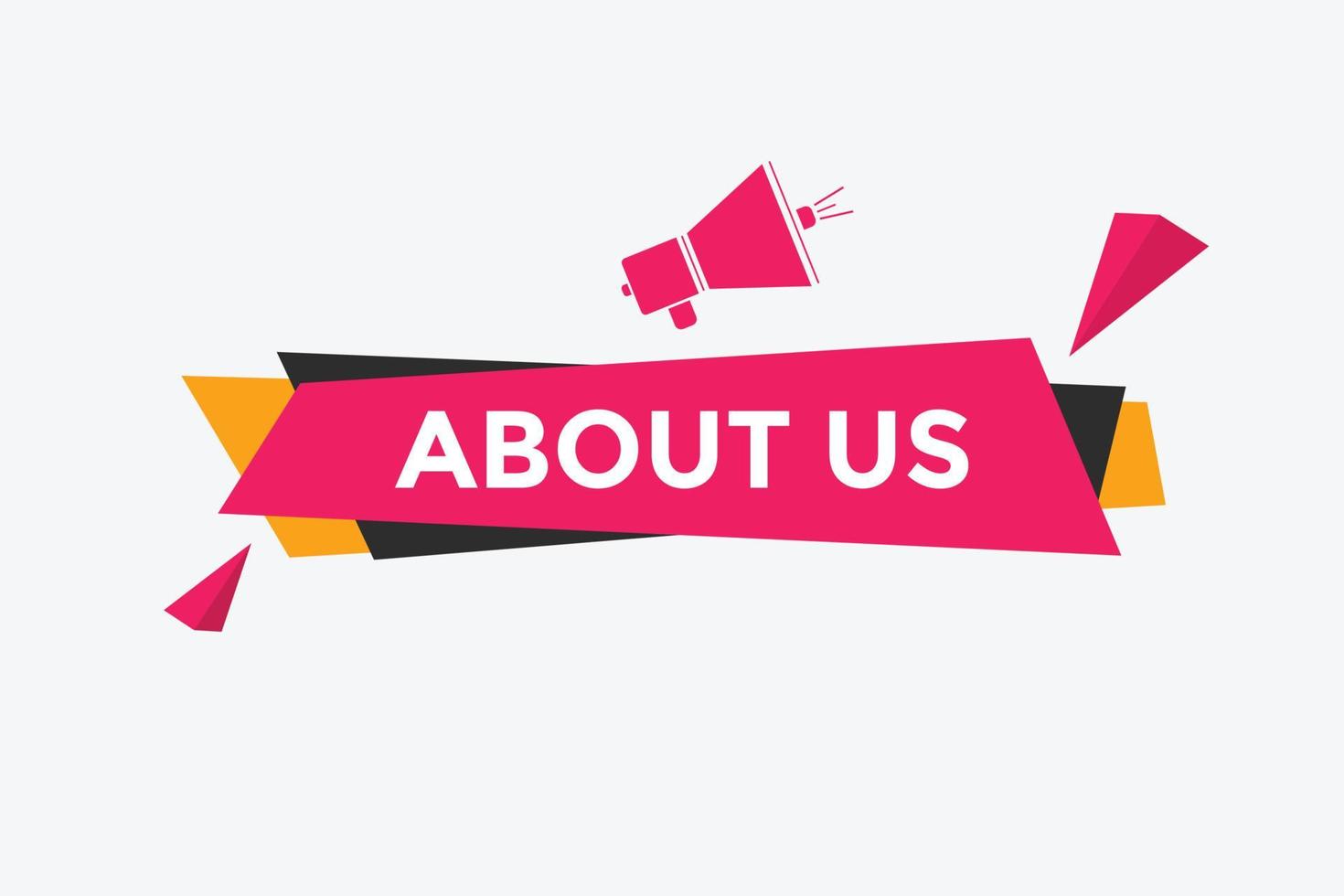 About us button. About us text template for website. About us icon flat style vector