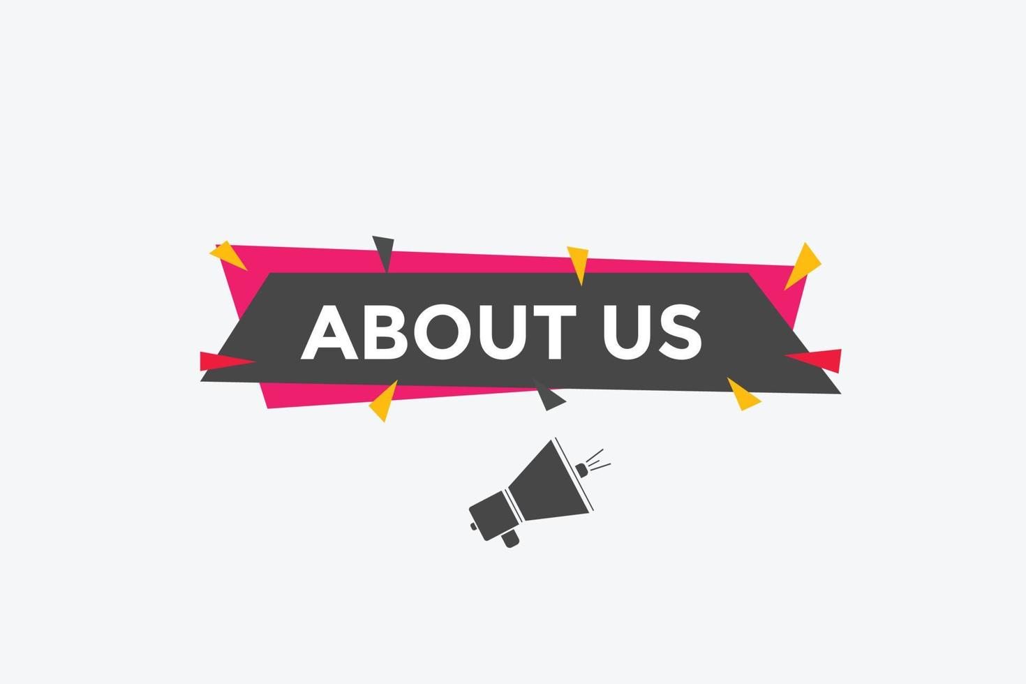 About us text web button template. About us sign icon label colorful vector