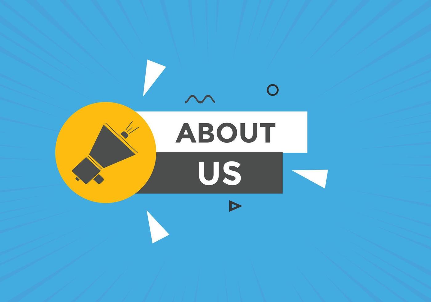 About us button. About us text template for website. About us icon flat style vector