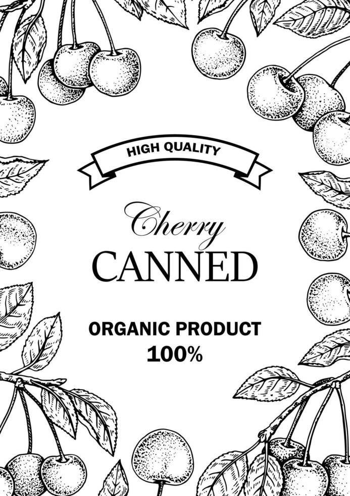 Hand drawn Cherry berries design for packaging. Vector illustration in sketch stile