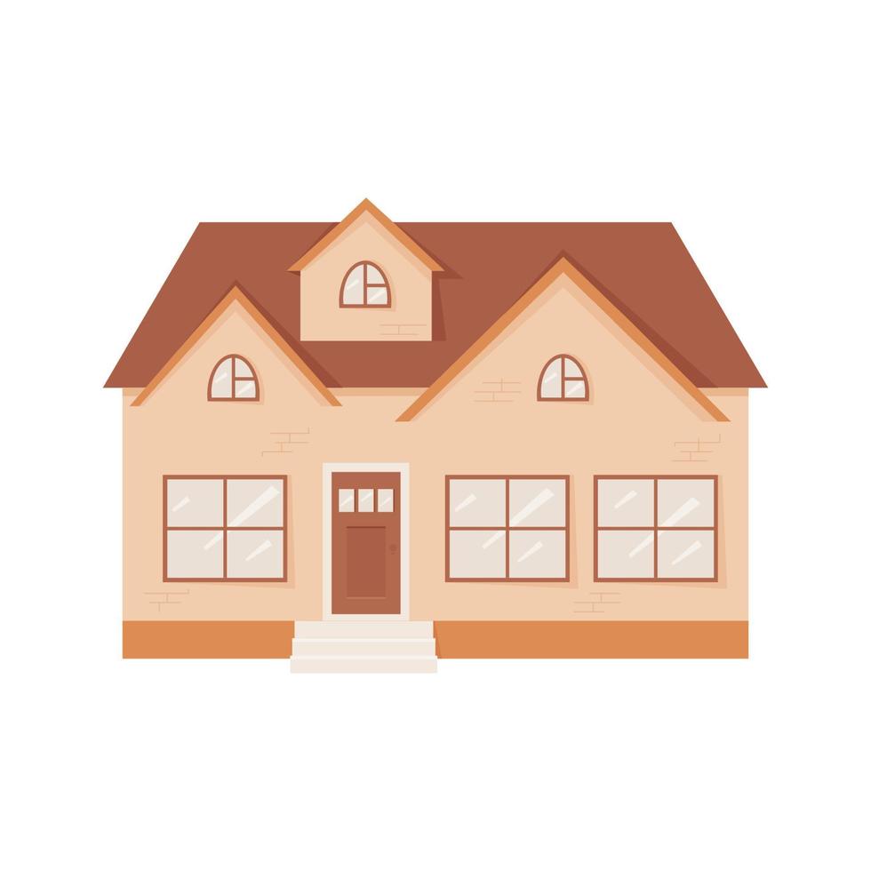 Colorful cute house. Home in cartoon style isolated on a white background. Vector illustration