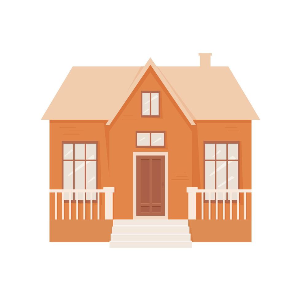 Cute colorful house. Home in cartoon style isolated on a white background. Vector illustration