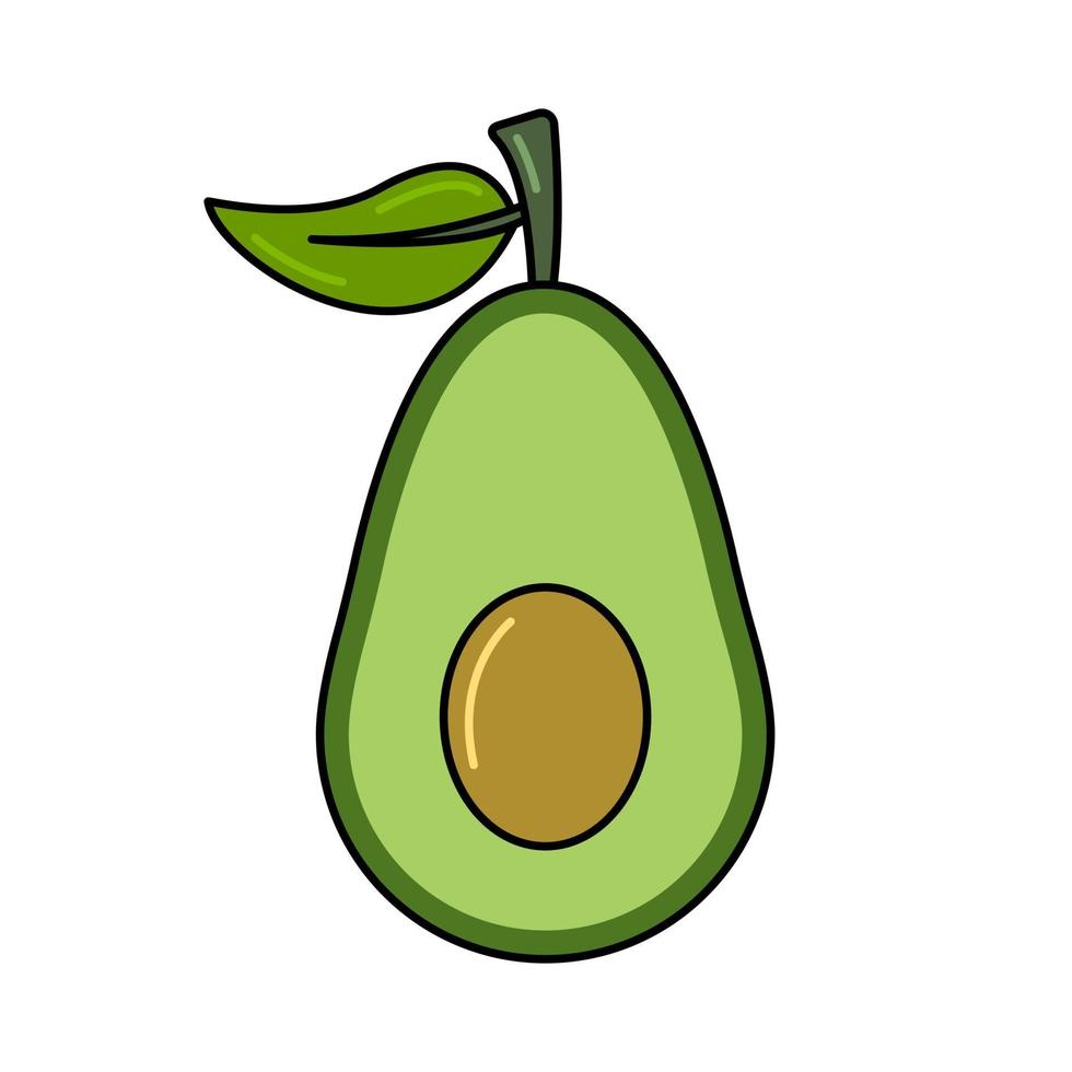 colorida ilustración de aguacate realista con estilo bordeado vector