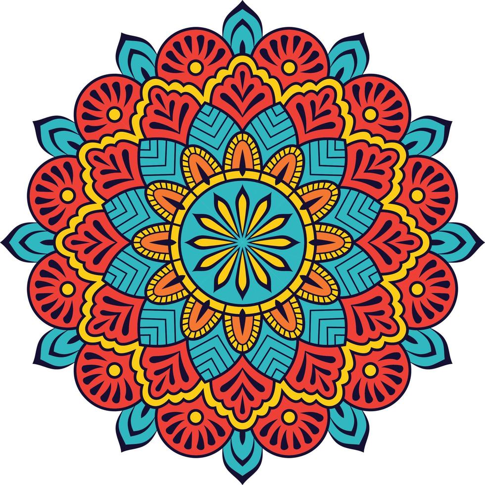 Round floral bright colored mandala vector