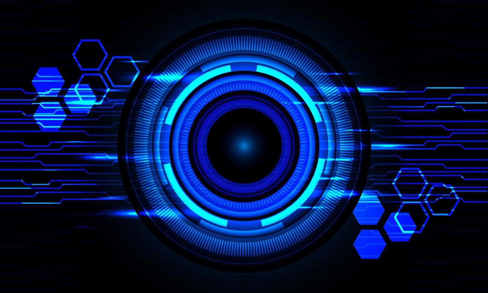 tecnología futurista círculo de luz azul circuito potencia energía geométrica en vector de fondo negro