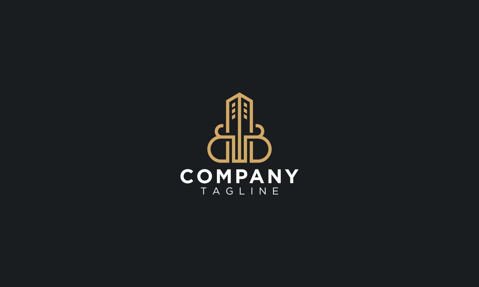 Initials letter b line art style with building logo design vector