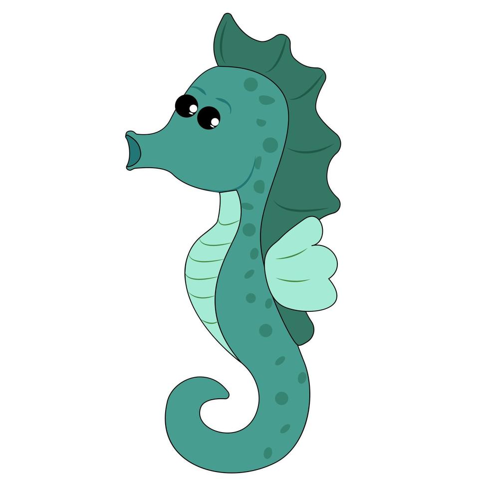 Cute seahorse Children's illustration in flat style vector