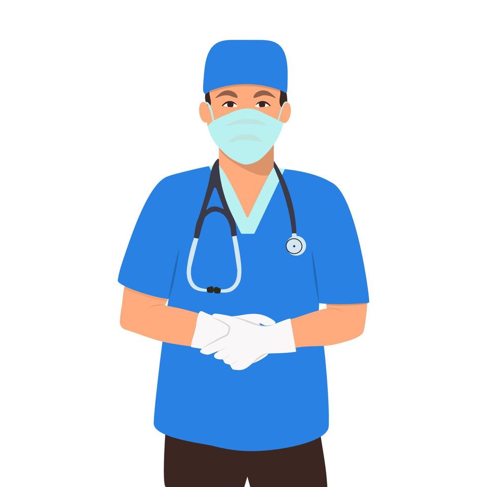 Professional doctors and nurses in masks.Vector illustration in flat style. vector