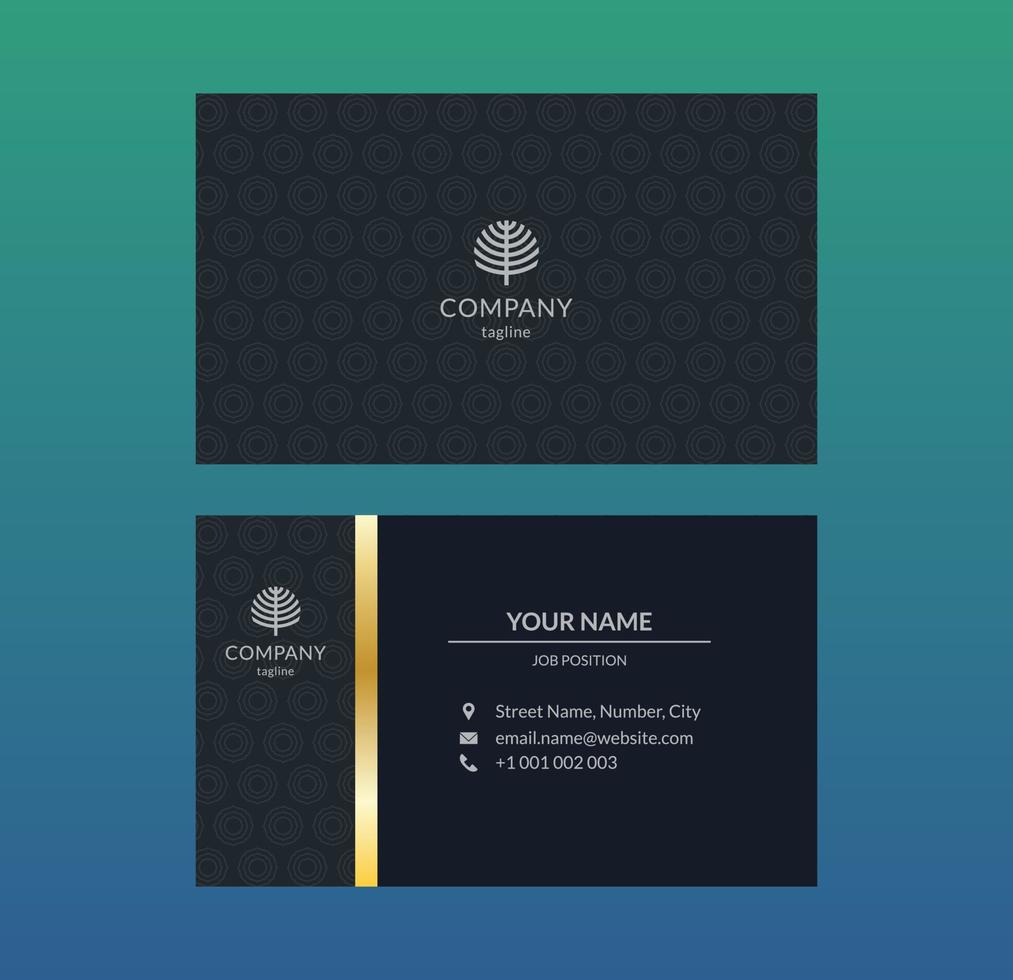 Black and gold luxury elegant business card template vector