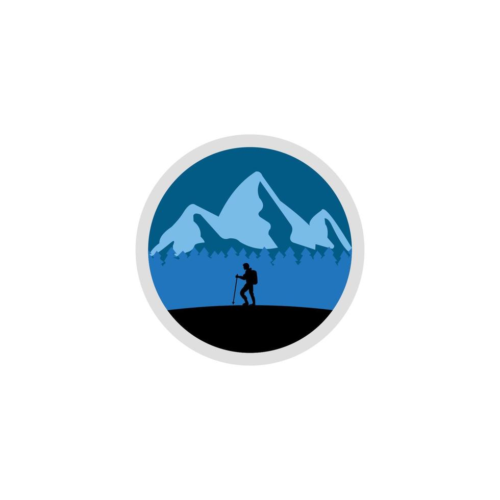 Adventure of a young man in the mountains vector