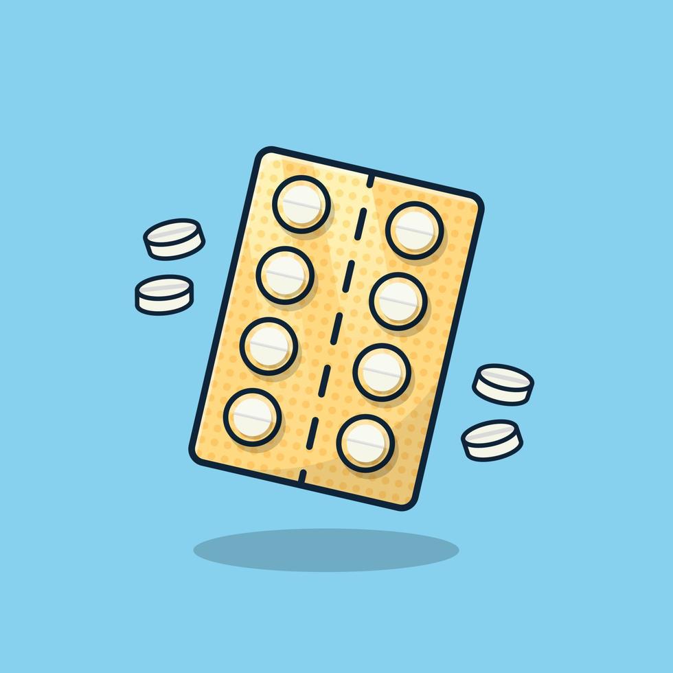 Pill tablet strips cartoon icon vector