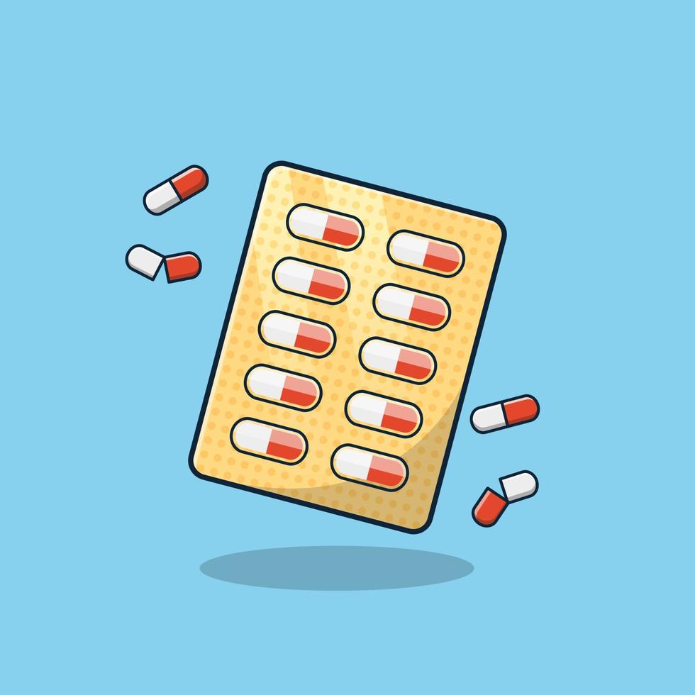 Capsule pill strips cartoon icon vector