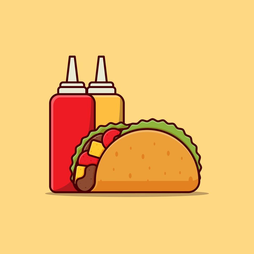 tacos comida rápida con salsa dibujos animados vector diseño plano  ilustración 7934063 Vector en Vecteezy