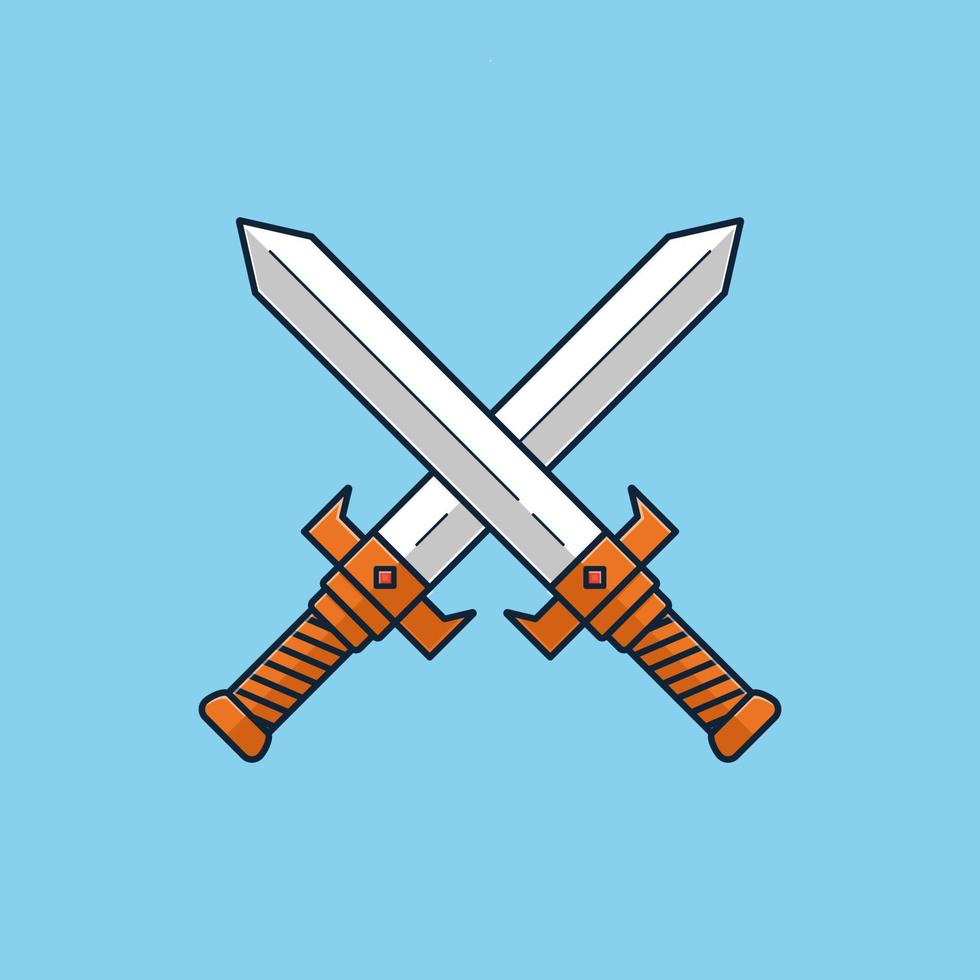 Two swords clashing cartoon icon vector