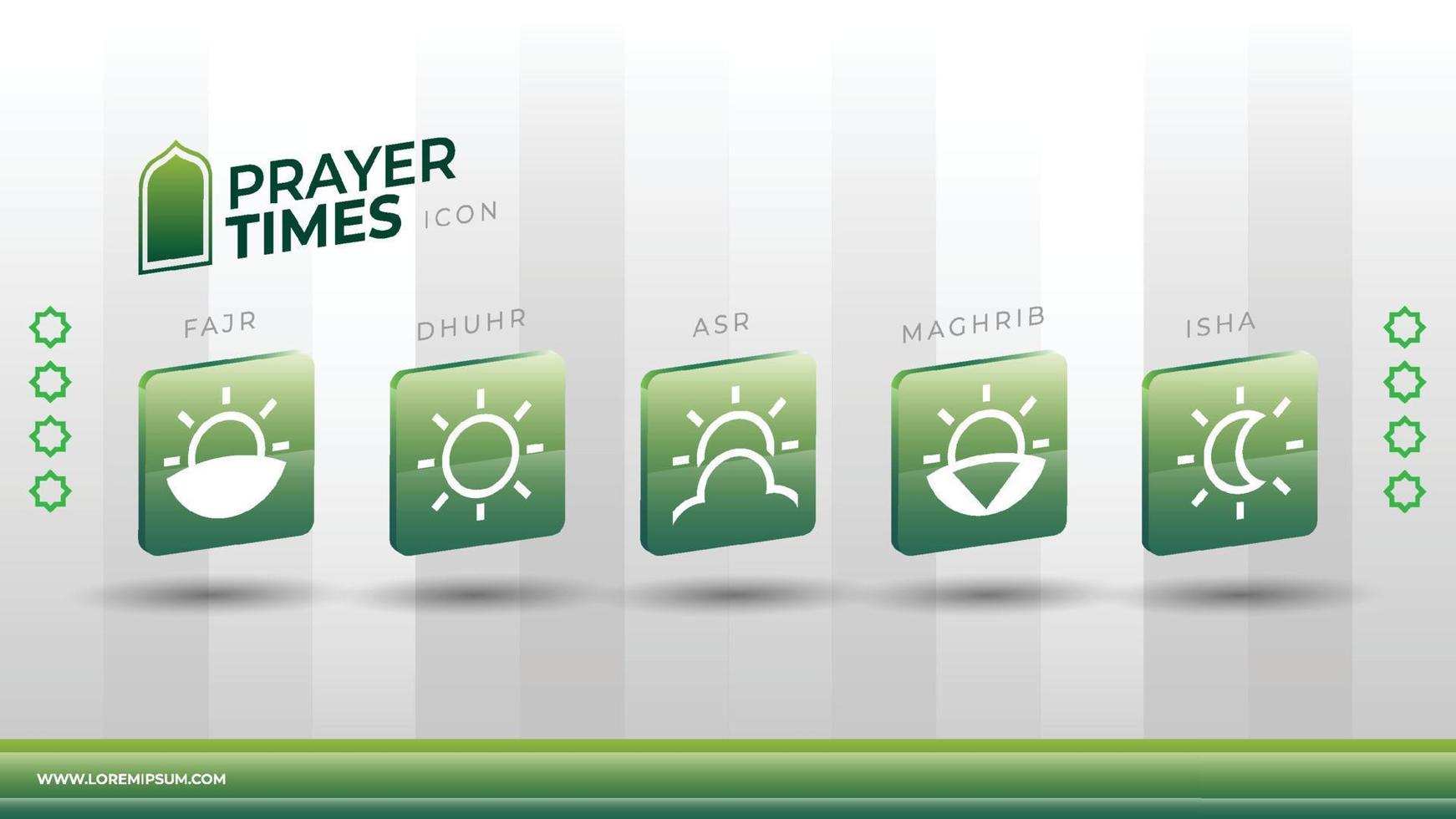 Islamic prayer time schedule 3d icon design vector